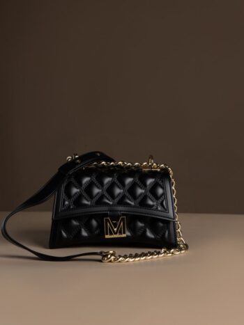 MARC ELLIS Borsa Mini Flat S Rhombus gomma Black Gold