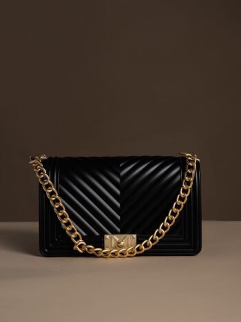 MARC ELLIS Borsa Flat M gomma black off gold