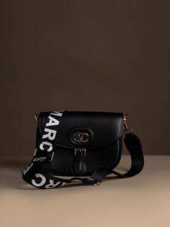 MARC ELLIS Borsa Flat Kisha M Black tracolla logo in gomma